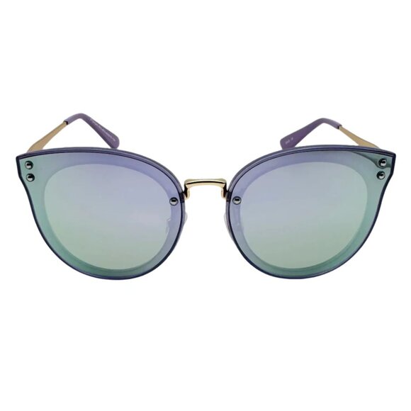 7020 | Purple Mirror Rimless Polarized Lens Cateye Sunglasses - Picture 1 of 5
